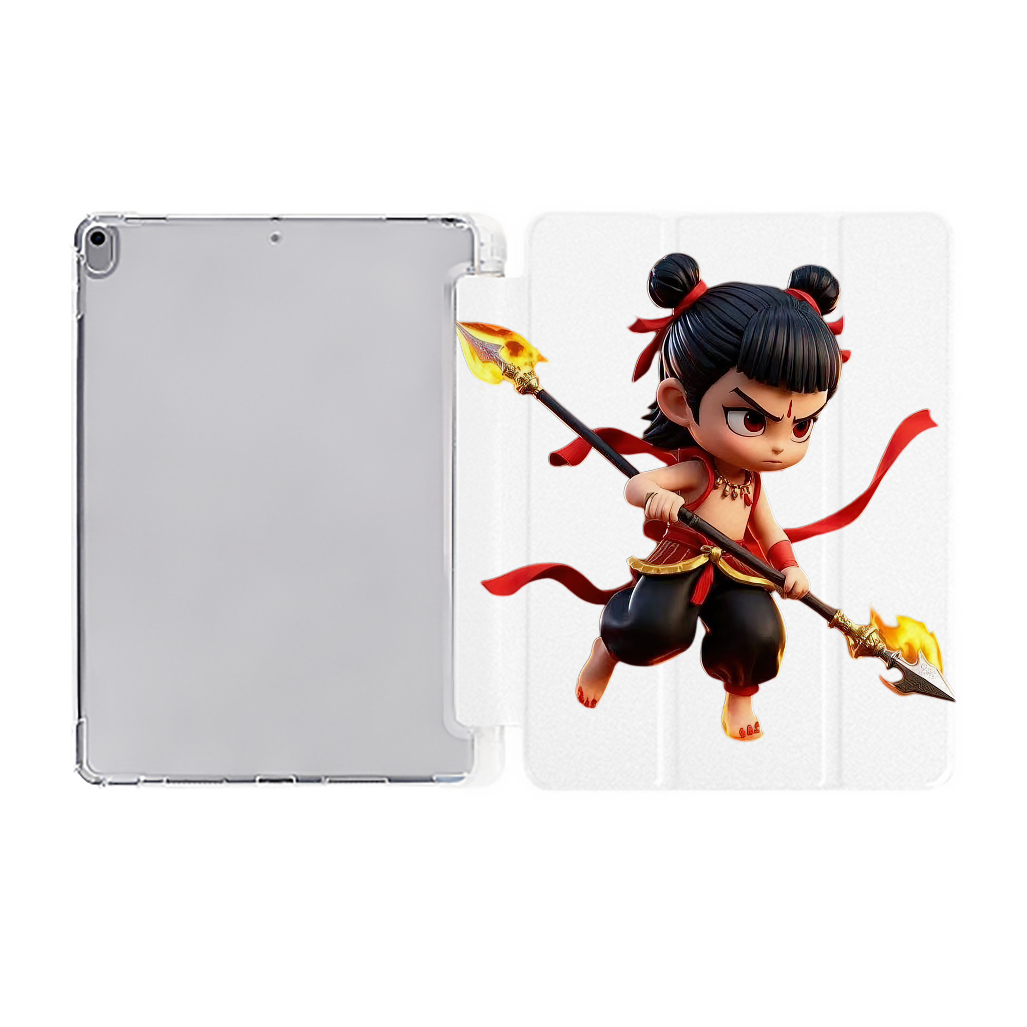 （画像用） Ne Zha 2 ナタ 魔童の大暴れ IPad ケース ペン収納付き 三つ折りスタンド PUレザー×シリコン 対応機種9.5/10.5/10.9インチ